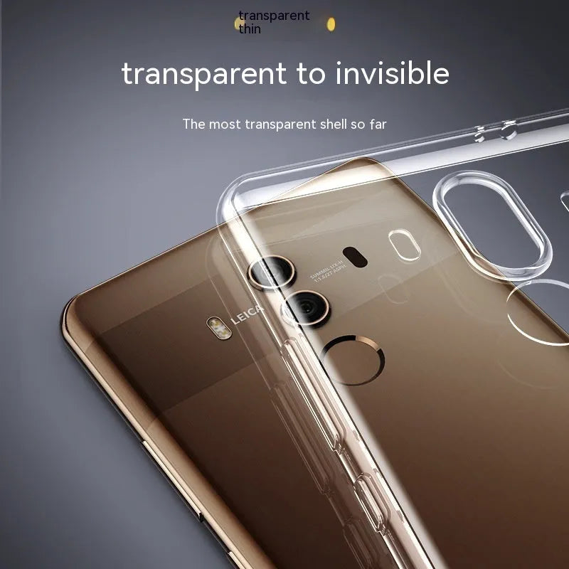 Transparent soft silicone phone case for Huawei Mate 10 and Mate 10 Pro with simple style and mirror element