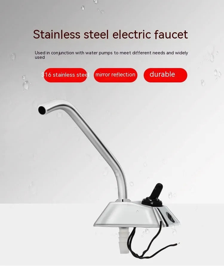 RV rotating faucet with electronic control in 316 stainless steel mirror finish