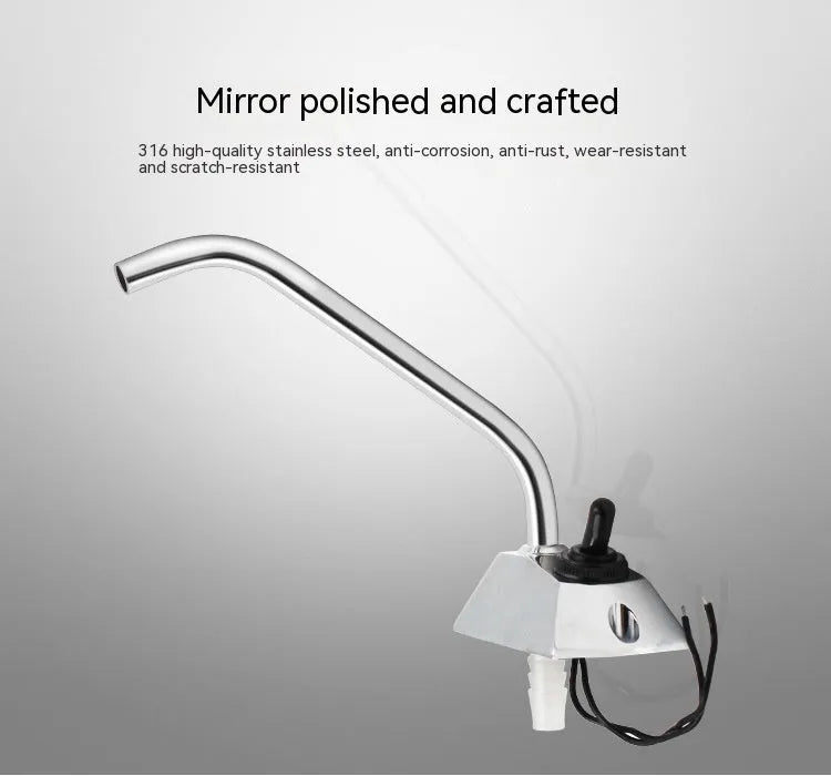 RV rotating faucet with electronic control in 316 stainless steel mirror finish