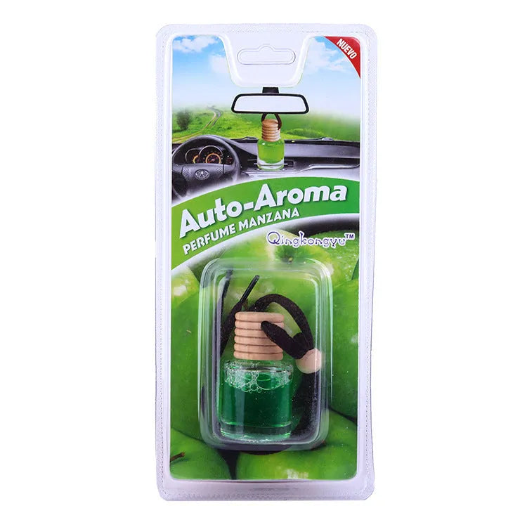 Glass bottle car air freshener hanging ornament with 55g aromatherapy refill options