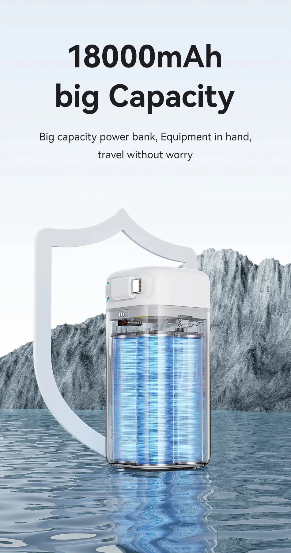Multi functional PD45w fast magnetisation absorption nanowire mobile power supply in 18000mAh, compact size, PC shell, national trendy style.