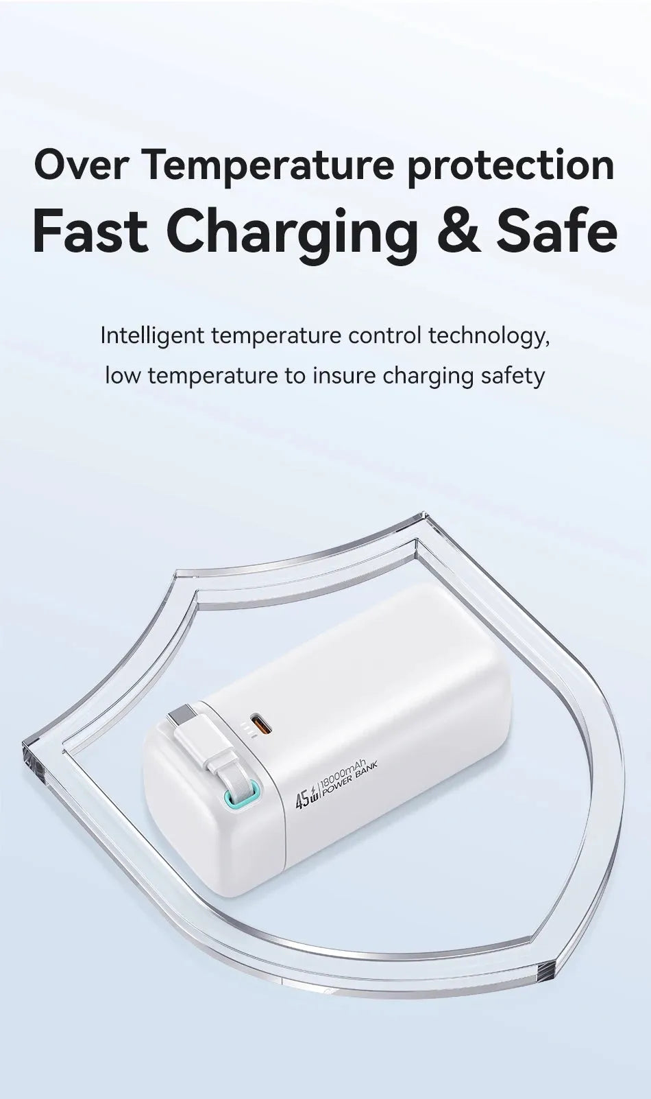 Multi functional PD45w fast magnetisation absorption nanowire mobile power supply in 18000mAh, compact size, PC shell, national trendy style.
