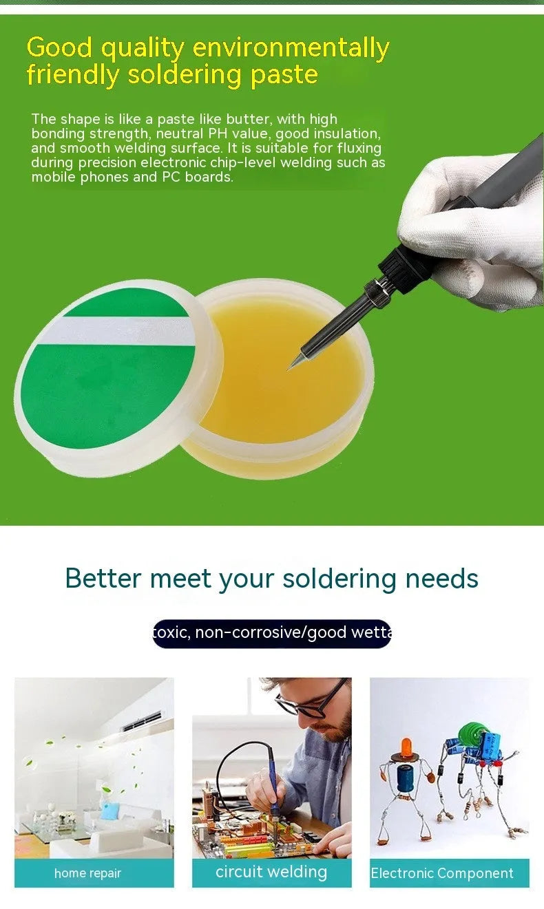 High purity rosin soldering flux paste in 50g and 85g containers for electric soldering iron