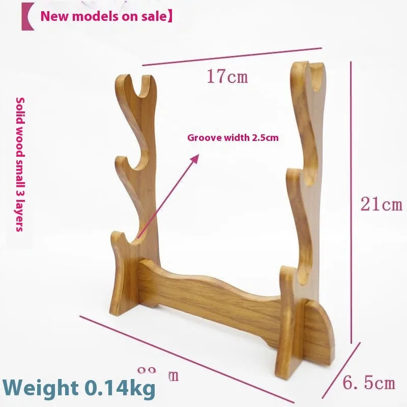 Handmade wooden multi-layer shelf bracket in Chinese style design mounted on a wall.