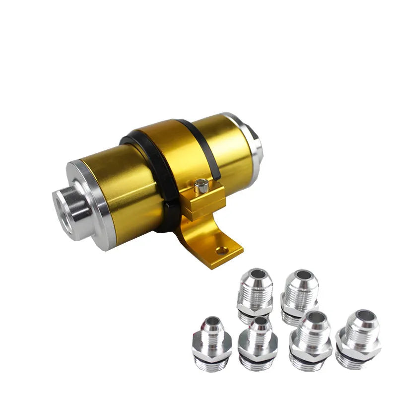 Aluminium high flow magnetized petrol filter bracket in six colour options.