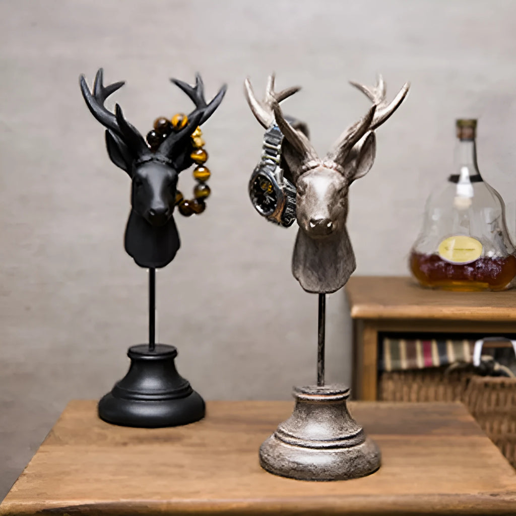 Natural resin animal modelling home decoration ornament in black white or wood colour measuring 32cm tall