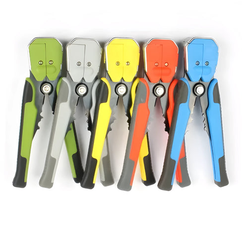 Yellow automatic wire stripper crimper cutter tool for electrical cables 4-22 AWG