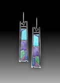 Water drop-shaped silver alloy earrings with irregular oil colour finish measuring 4cm long