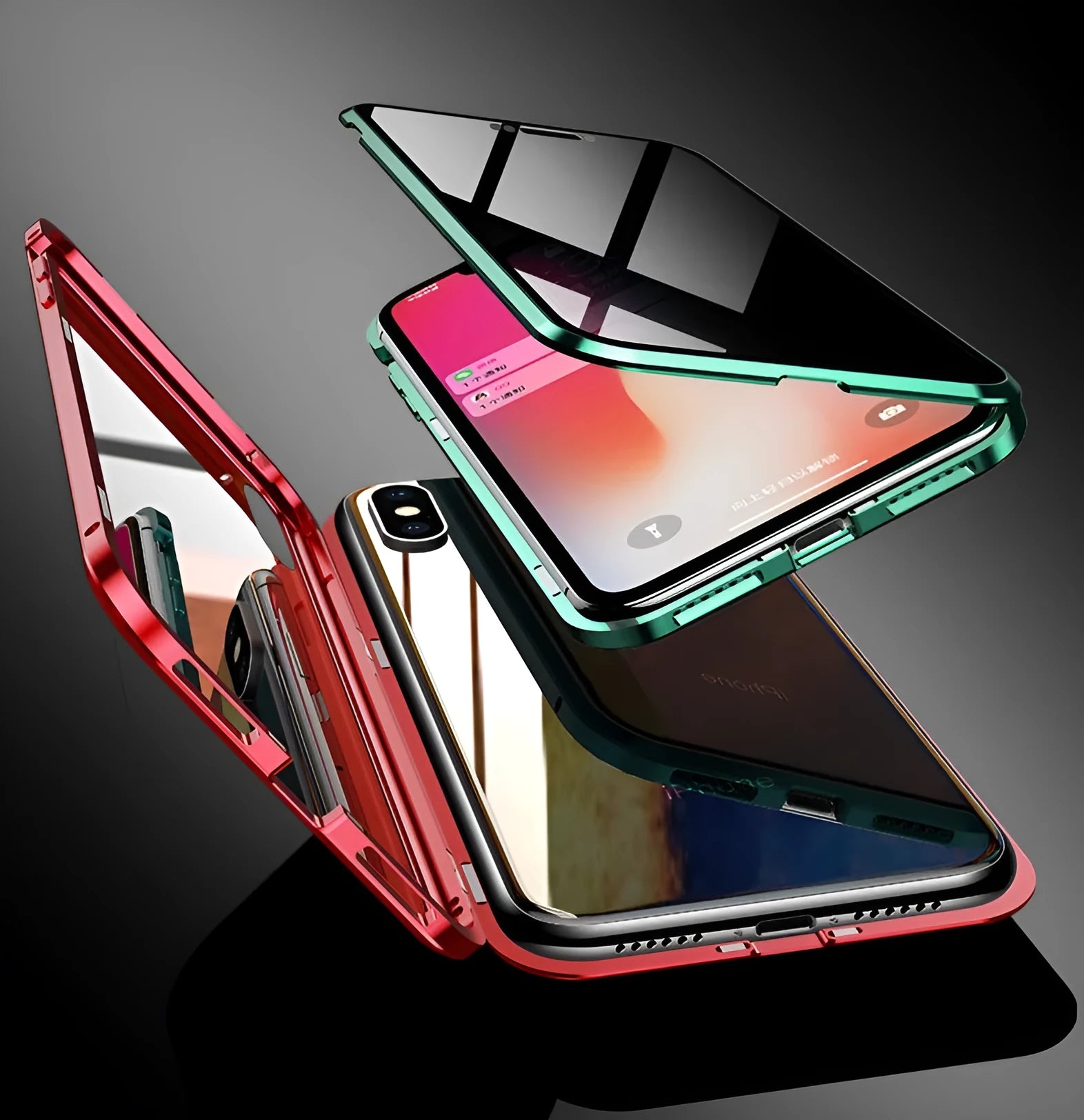 Black magnetic clamshell phone case with anti-peeping glass for Samsung Galaxy phones