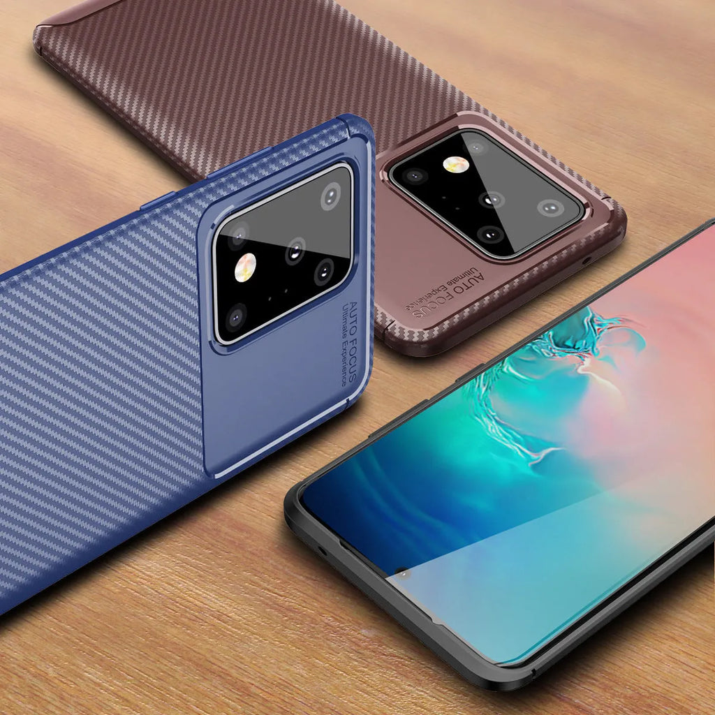 Beetle TPU back cover phone case for Samsung smartphones in solid black, blue, or brown colours