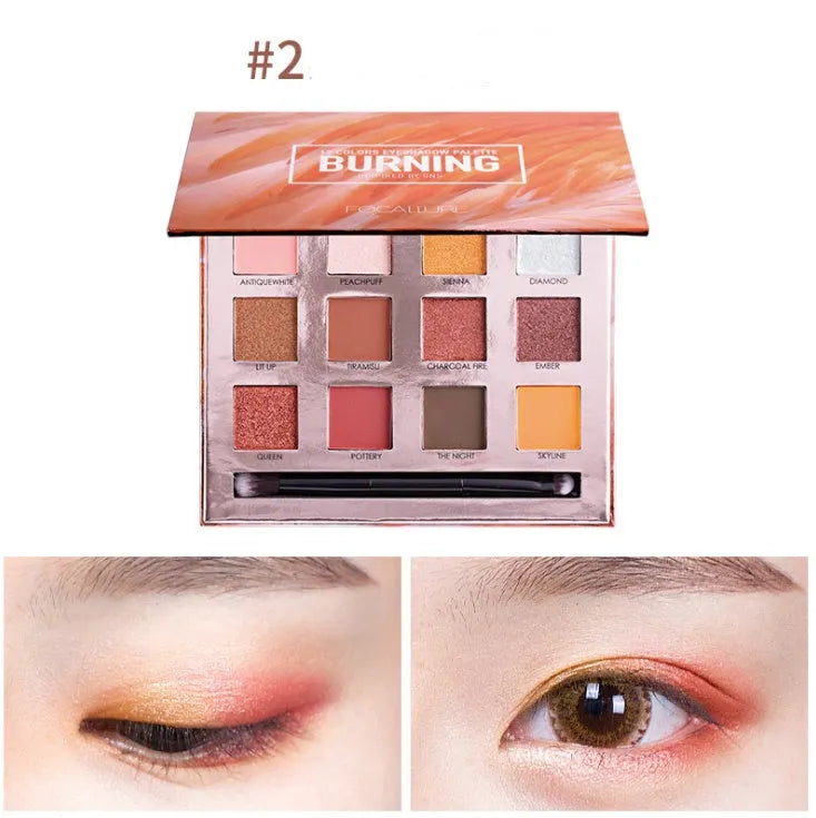 Focallure Shining Eyeshadow Palette with 12 colours of shimmer eyeshadow in a compact case