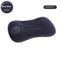 Press inflatable travel pillow in flocking grey with thickening design for neck support