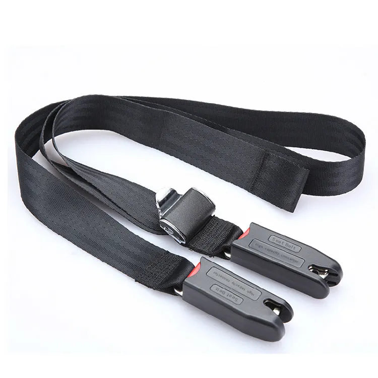 Black Isofix interface soft connection belt with steel fastener, two-point design for European car child seat fixing