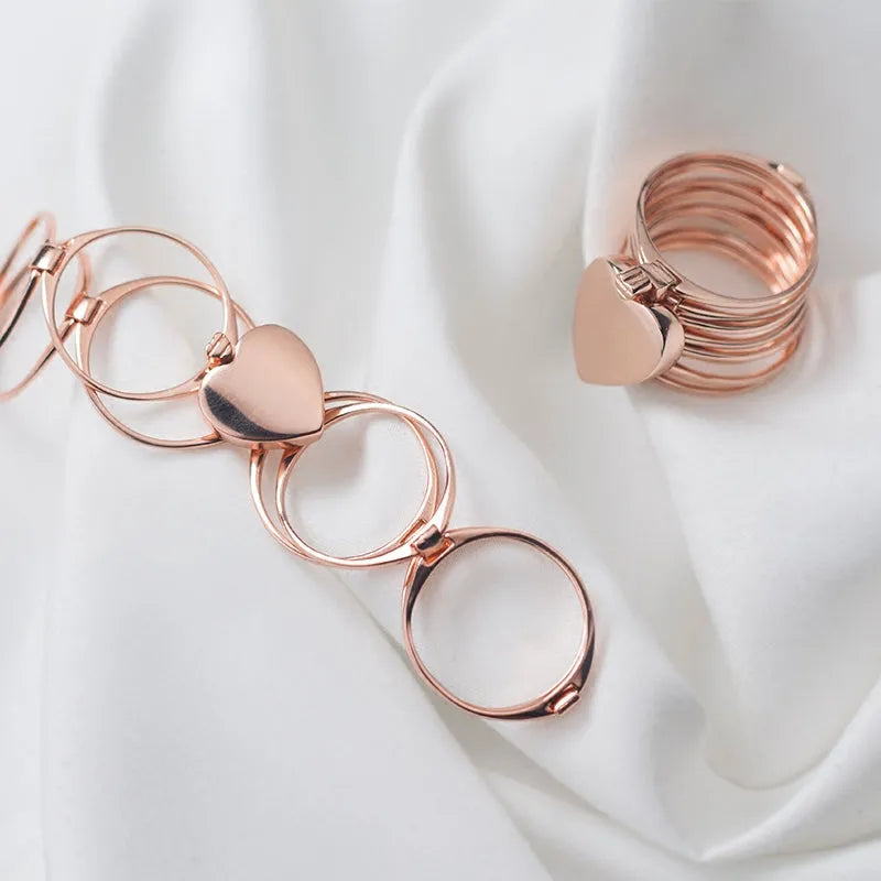Heart finger ring bracelet 2 in 1 women jewellery S925 sterling silver rose gold light yellow gold plating