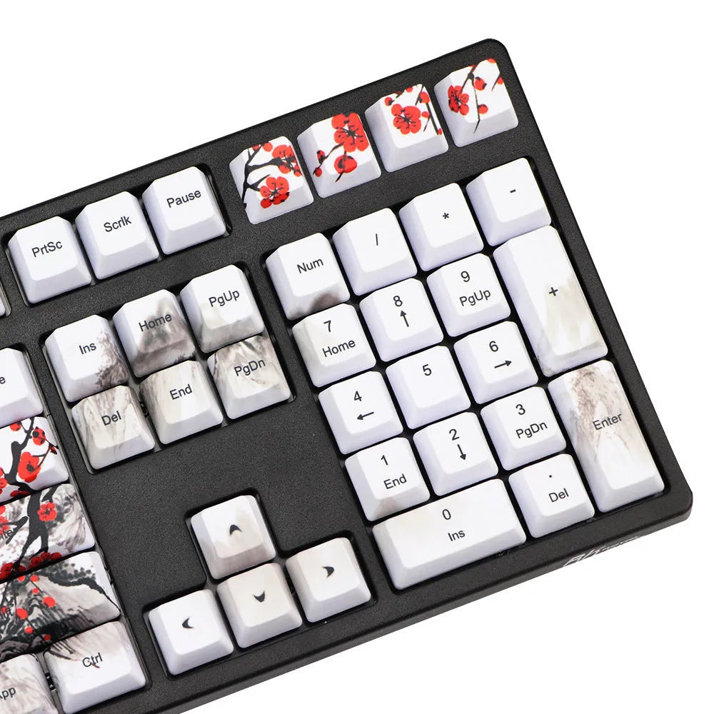 PBT Wangjiang plum blossom theme mechanical keyboard keycap set with 109 keys in OEM height profile