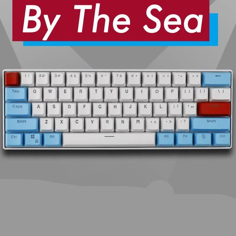 PBT transparent keycap set with OEM height profile and two-shot injection light-transmitting characters for 60% mechanical keyboards