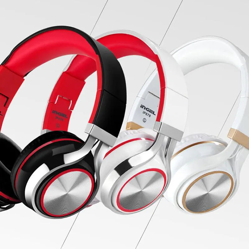 Folding black Bluetooth headset with 40mm drivers and a 3.5mm audio cable