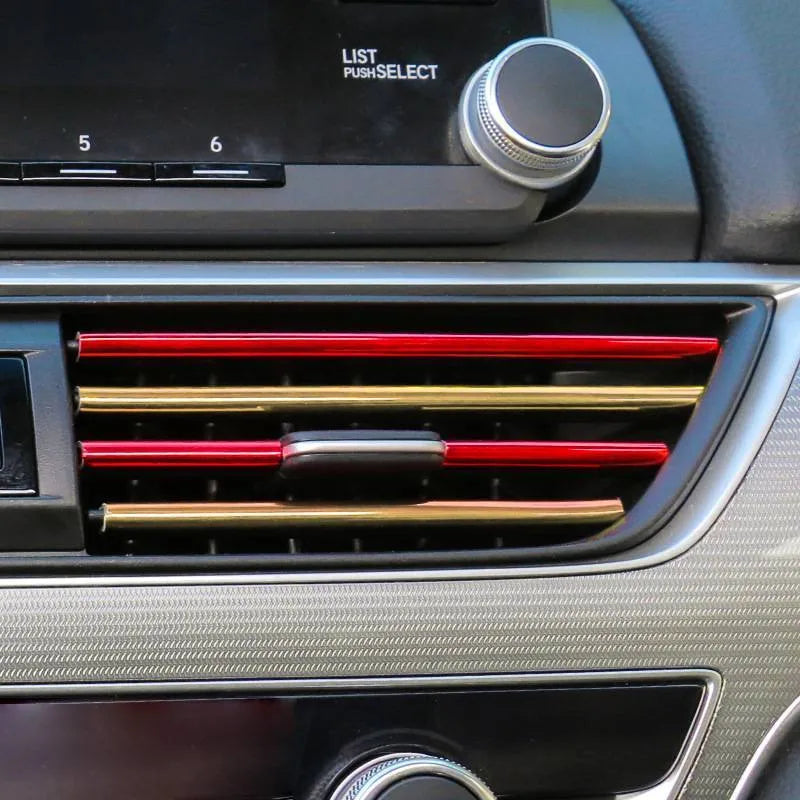 Automobile air outlet decorative strip set of 10 PVC pieces 20cm length car vent trim in multiple colours