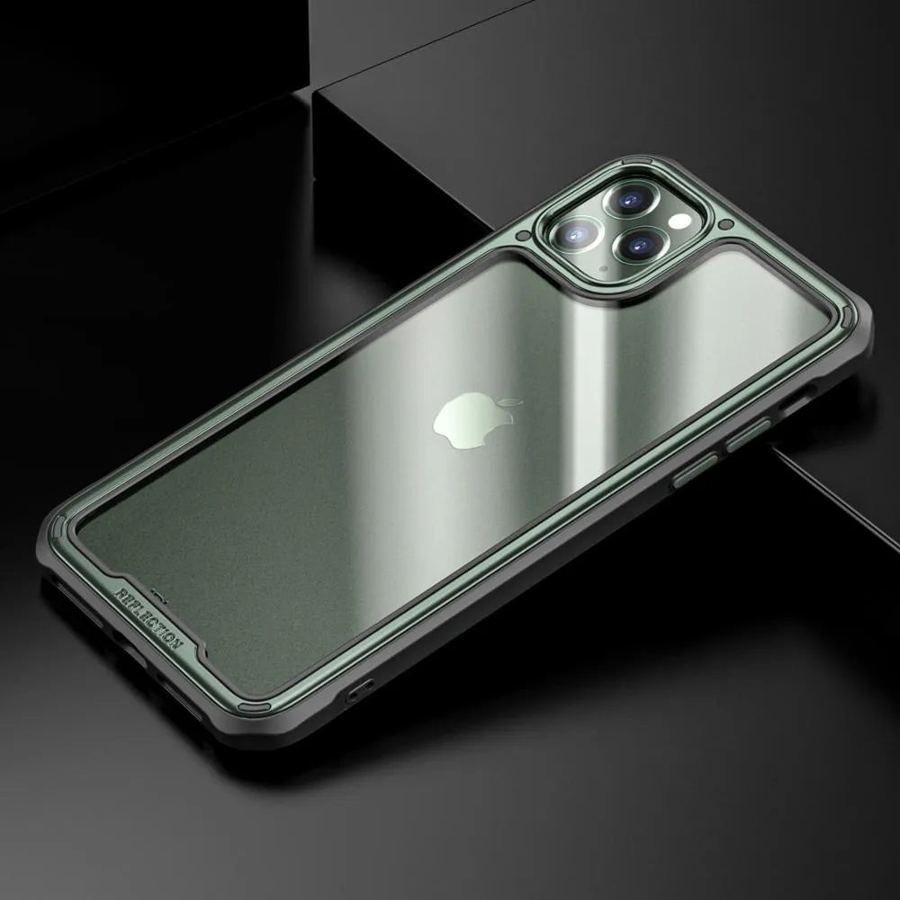 Transparent silicone iPhone 11 case showing six colour options with business style design