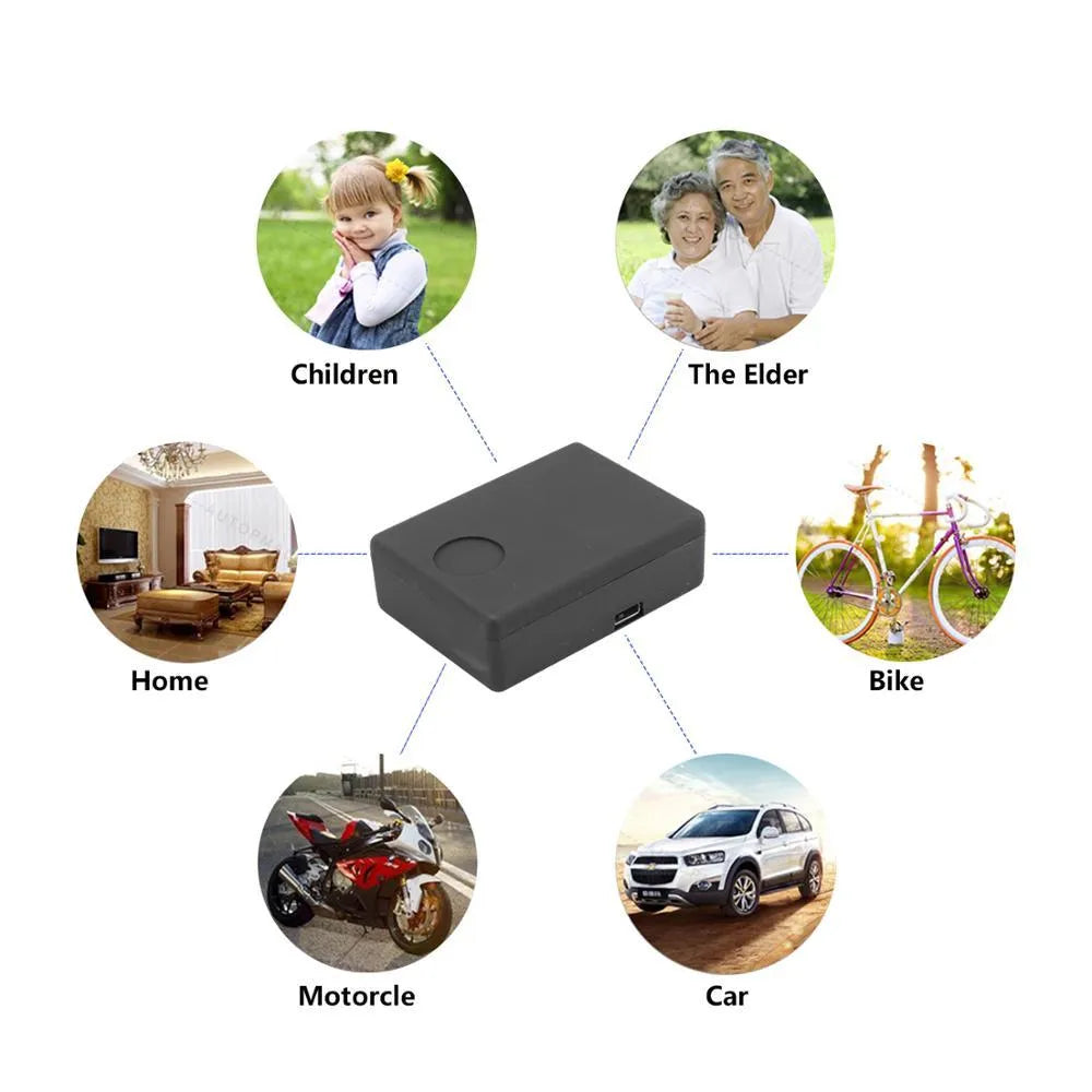 N9 mini black GPS car alarm tracker with SIM card slot and indicator light