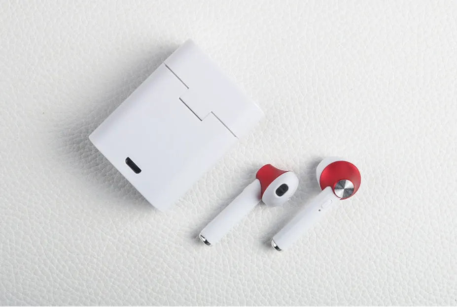 Wireless sports Bluetooth headset earbuds in five metallic colour options