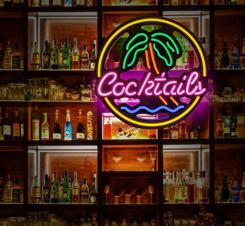 Small 40mm by 33mm LED Coffee neon sign with mixed colour light for bar and shop decoration.