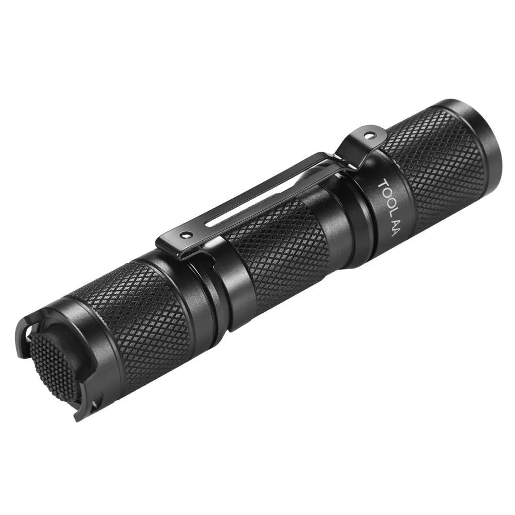 Black Lumintop Tool AA 2.0 keychain flashlight with magnetic tail cap and diffuser accessory