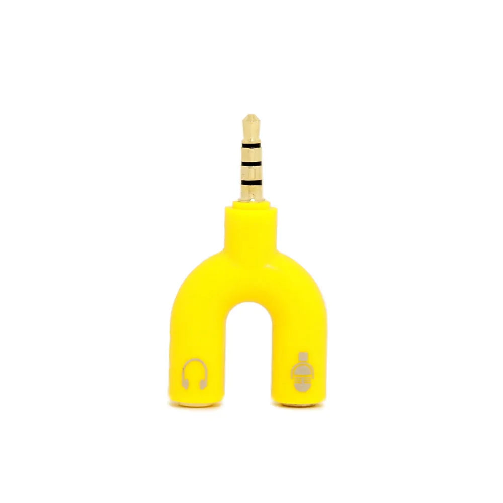 3.5mm audio splitter adapter with gold-plated connections in six colour options
