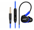 Red ear-hook wired headset with 3.5mm plug and microphone on a 1.2 metre cable.