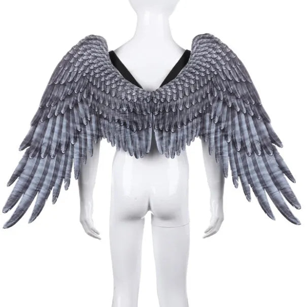 3D angel wings in non-woven fabric, white colour, for kids Halloween costume with elastic shoulder straps