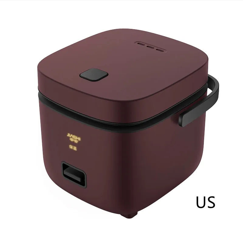 Mini rice cooker 1-2 litre 200W compact mechanical kitchen appliance in brown