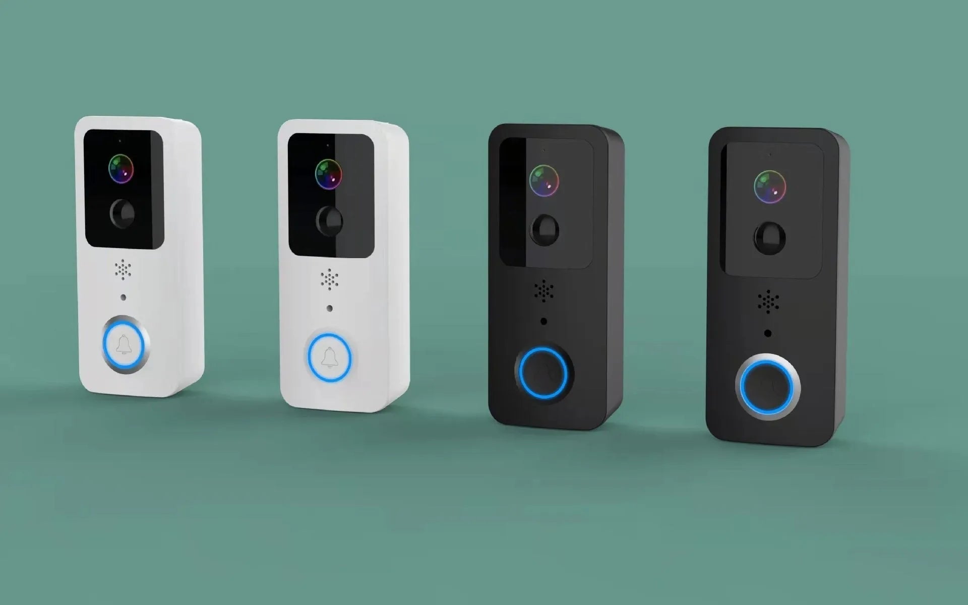 Black and white smart waterproof visual doorbell with remote intercom on a wall