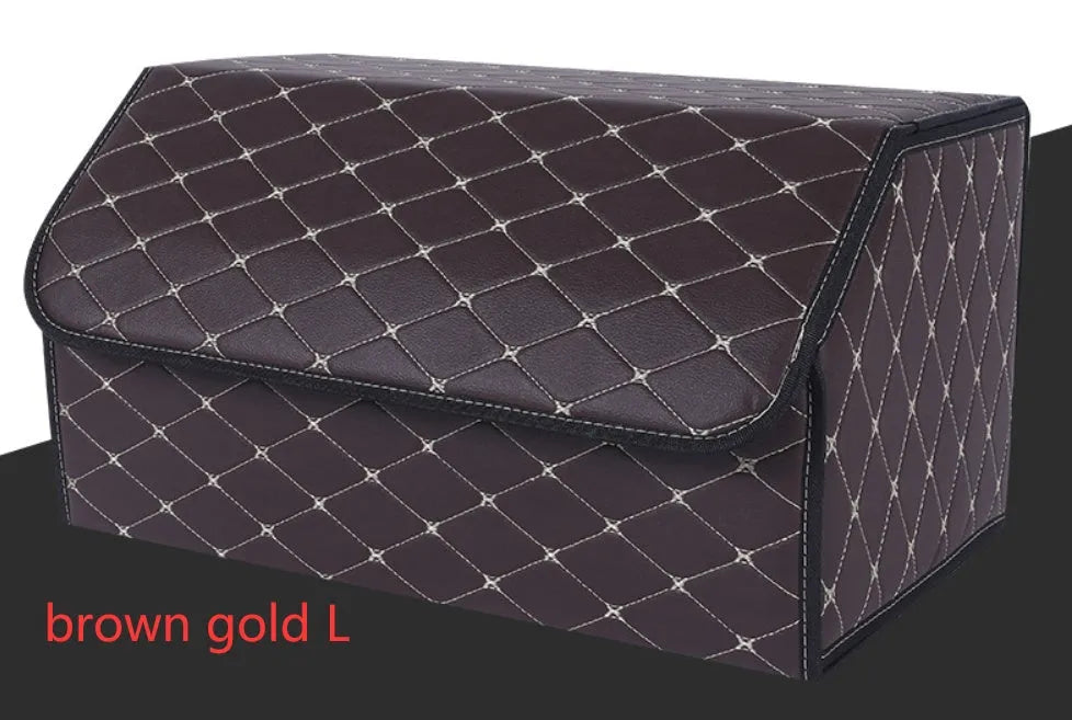 Leather car organiser storage box in Black, size Large 30x30x55cm on car back seat