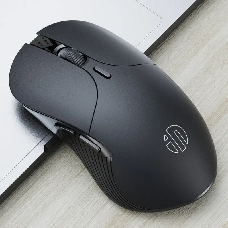 Black wireless voice mouse with six buttons and compact 123x35x65.5mm dimensions
