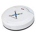 Smart robot vacuum cleaner in white, 22.8cm diameter, ABS construction, with obstacle sensors