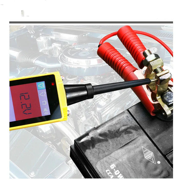 BT260 yellow automotive circuit voltage tester with LCD screen, LED lamp, and probe