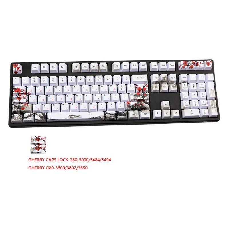 PBT Wangjiang plum blossom theme mechanical keyboard keycap set with 109 keys in OEM height profile