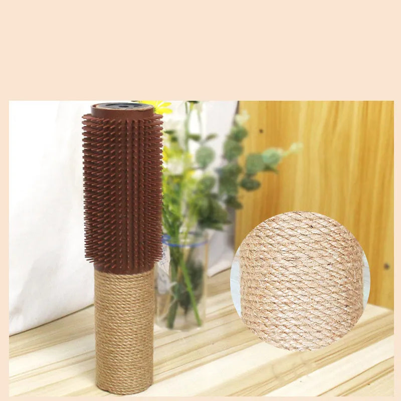 Sisal scratching post for cats measuring 30cm high in brown or grey colour options