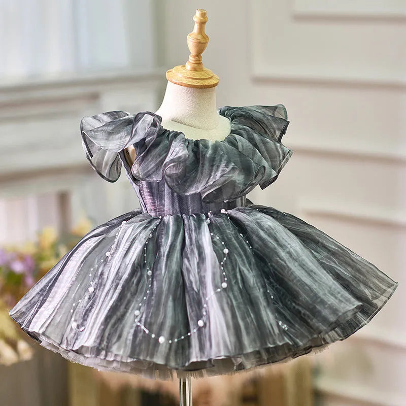 New girls birthday party dress high grade gray princess style suitable for 80cm to 160cm height