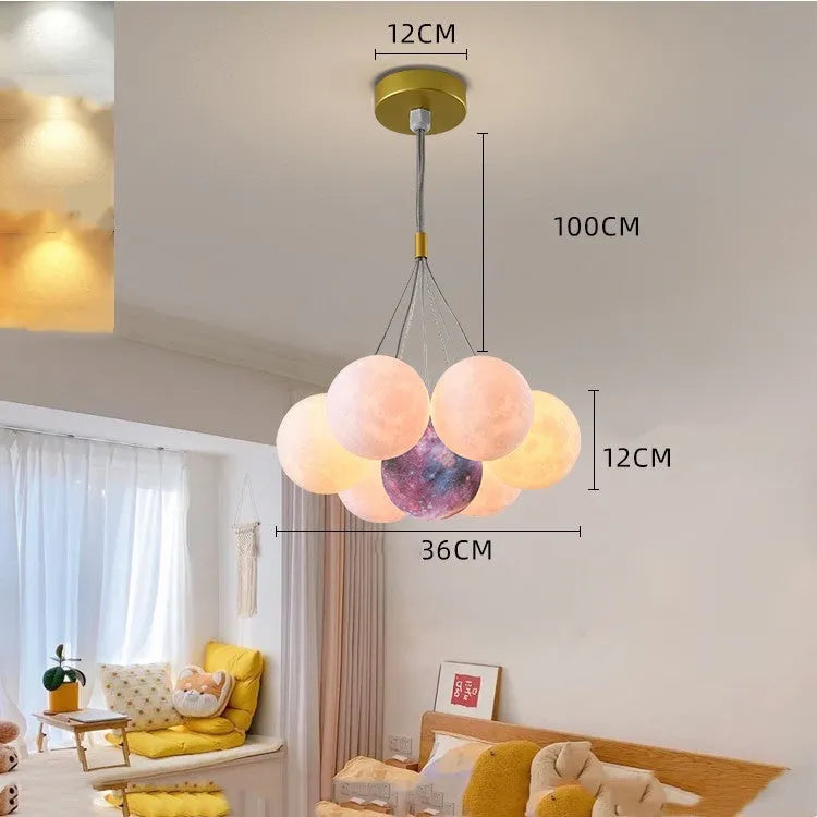 Nordic fish-shaped chandelier with moon bubble design in gold and black colour options