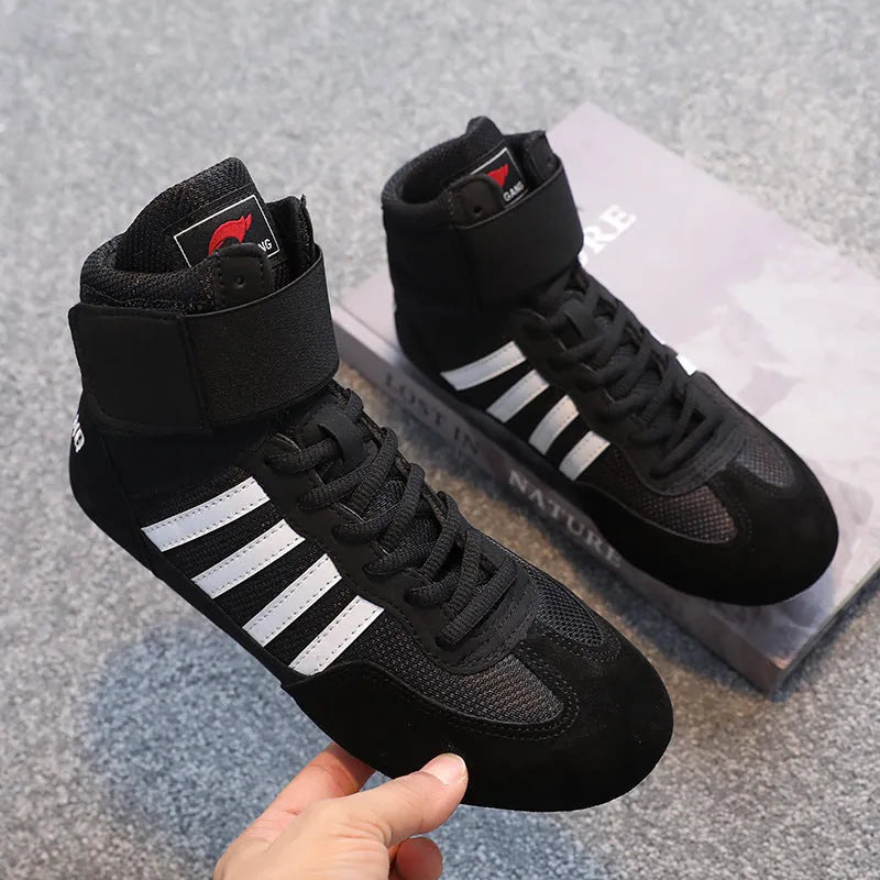 Wrestling shoes for men and women suede cowhide vertical style S002 Black