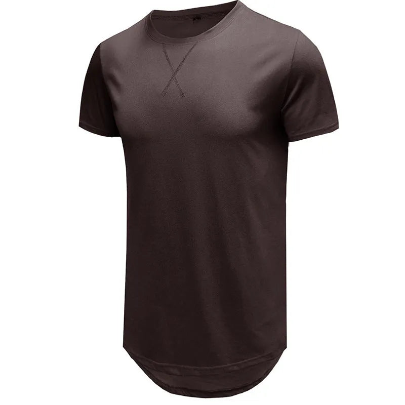 Men's slim-fit cotton short-sleeved t-shirt shown in multiple colour options