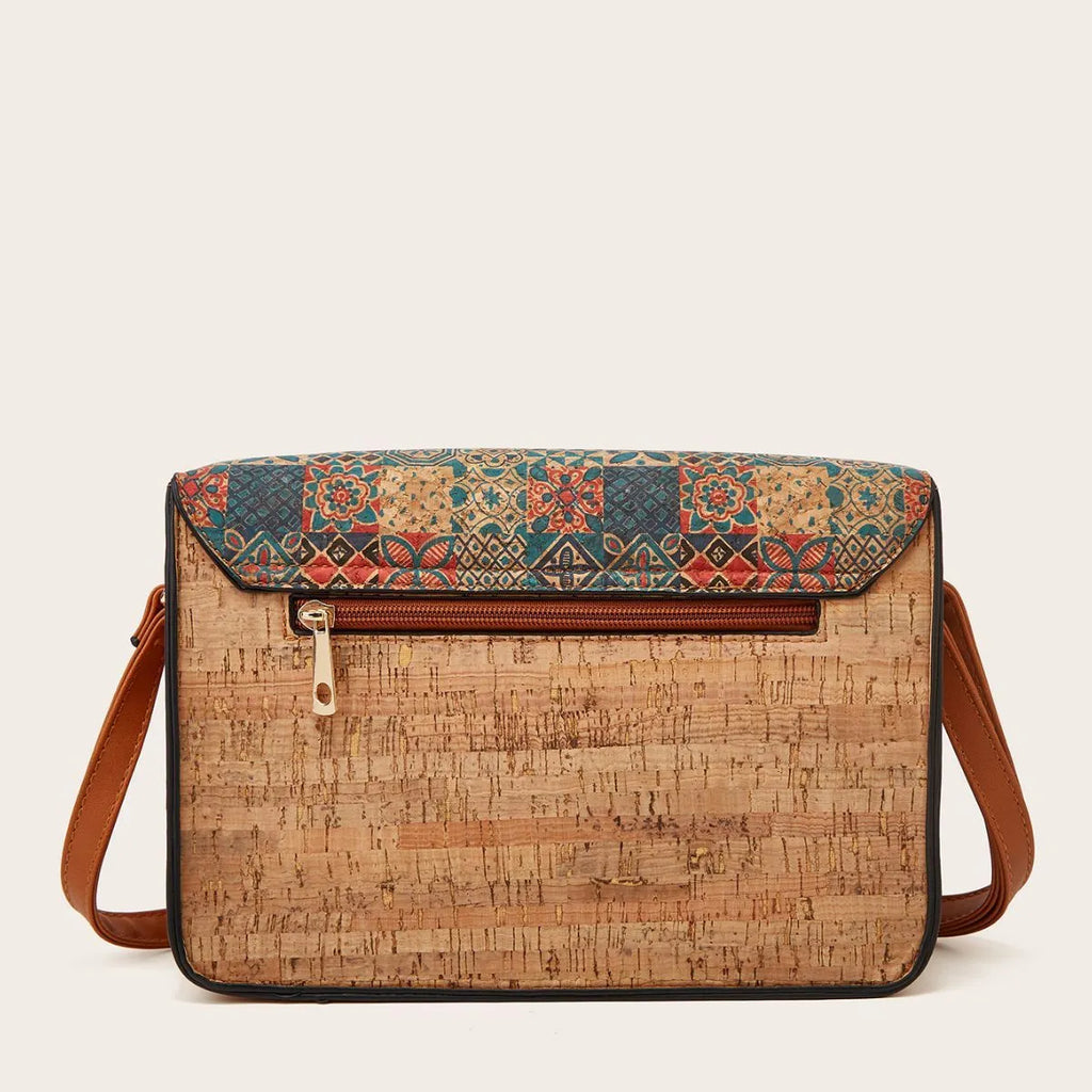 Women's printed one-shoulder crossbody bag in large capacity design with PU leather construction