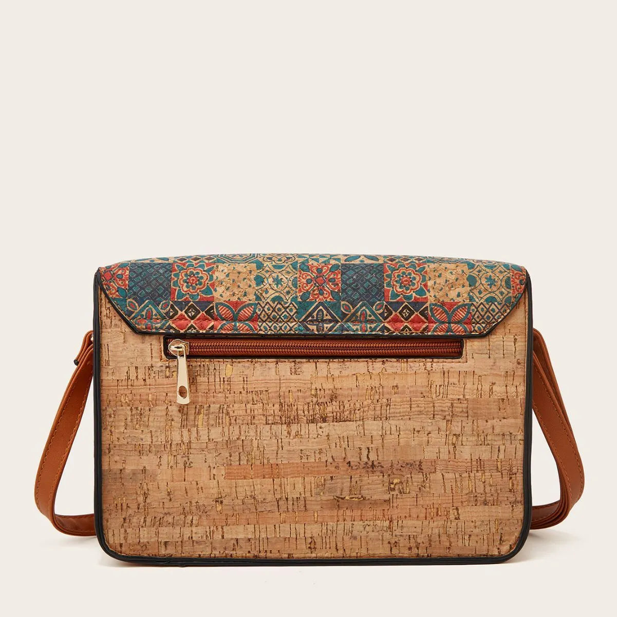 Women's printed one-shoulder crossbody bag in large capacity design with PU leather construction