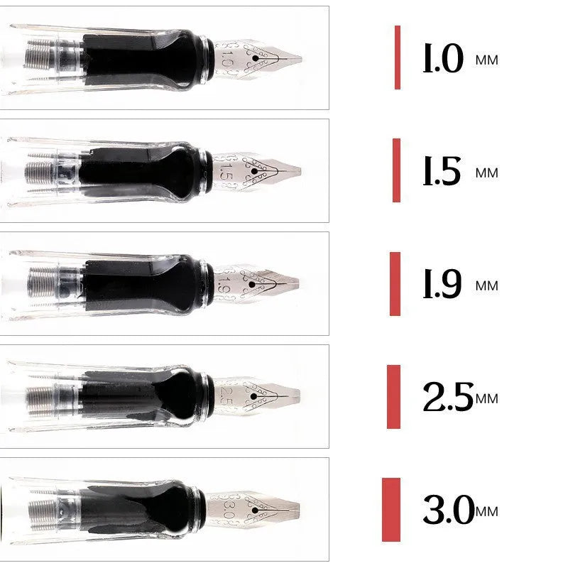 Art Word Parallel Pen with ceramic shell and iridium nib in six sizes 0.7mm to 2.9mm for calligraphy