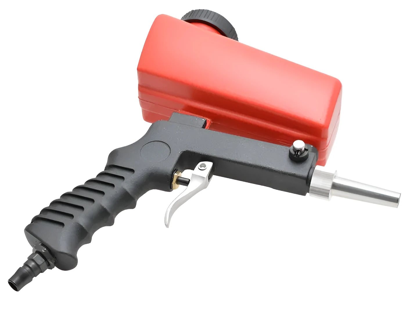 Portable black pneumatic sandblasting gun with 21-litre tank and 6.5mm nozzle for surface treatment