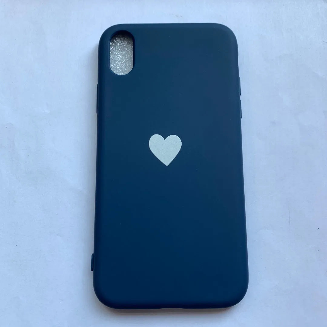 Simple hand-painted love design matte TPU iPhone case in cold wind colour with lanyard holes
