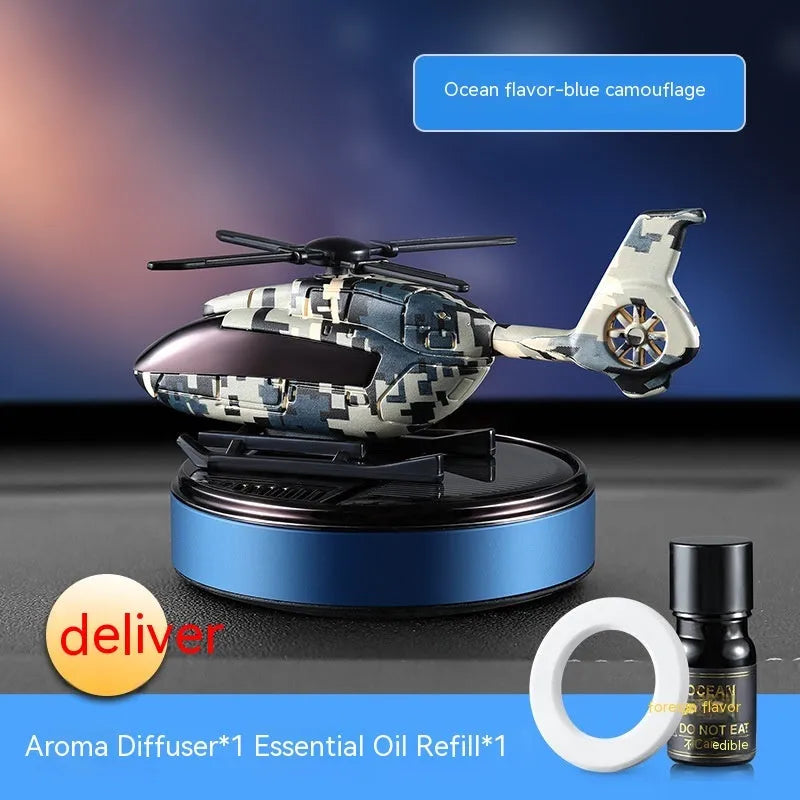 Camouflage patterned solar car perfume decoration for vehicle dashboard odour removal.