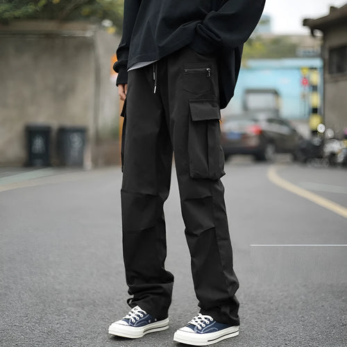 Black Warrior design plaid overalls for men, low waist trousers in black chemical fibre blend