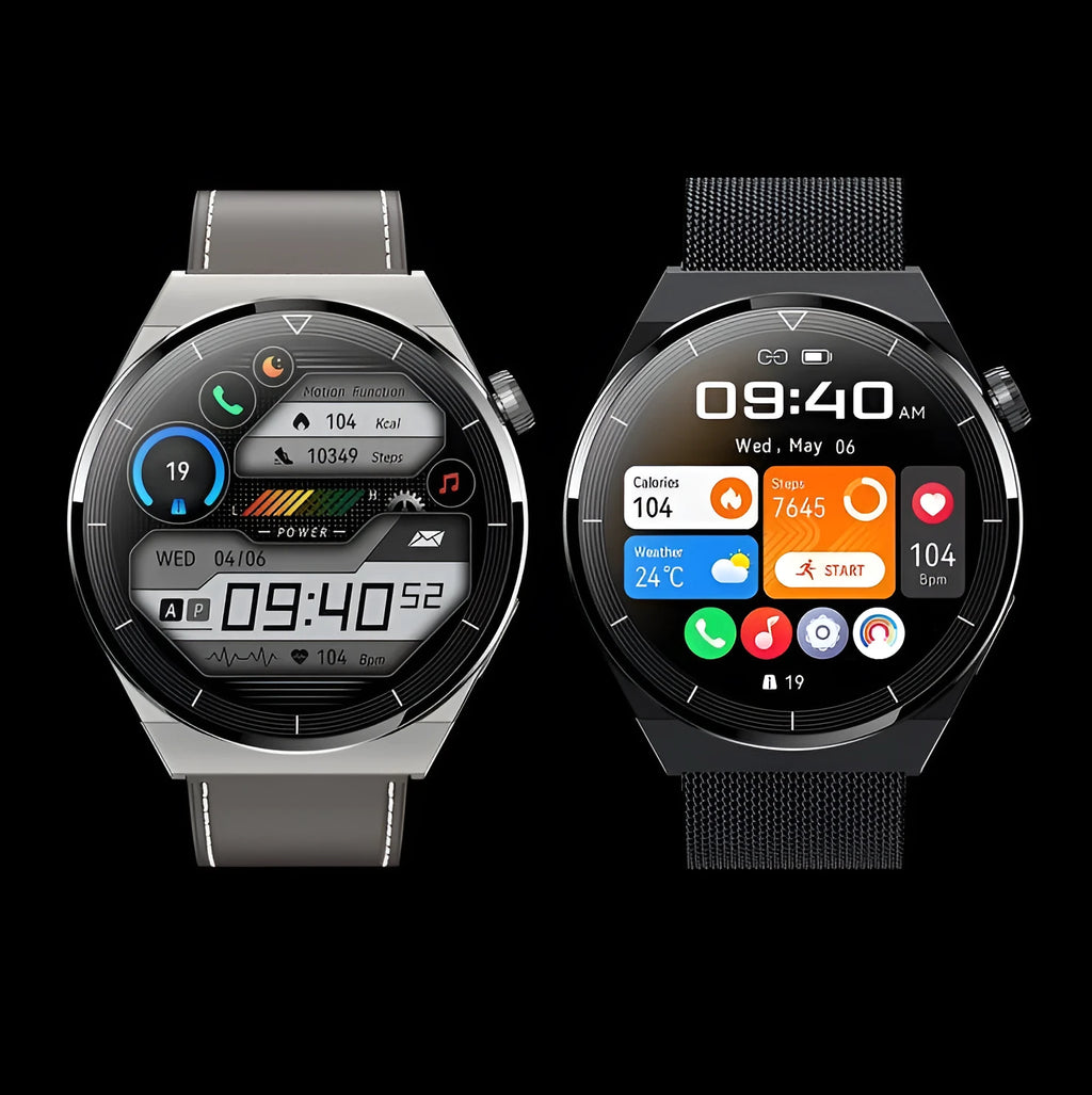 Round smart watch with black silicone band, 1.36 inch screen, and Bluetooth call function on wrist